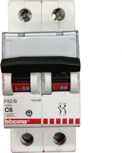 BTICINO-INTERUTTORE-AUTOMATICO-MAGNETOTERMICO-2P-6A-6KA-BTDIN-60-F82/6