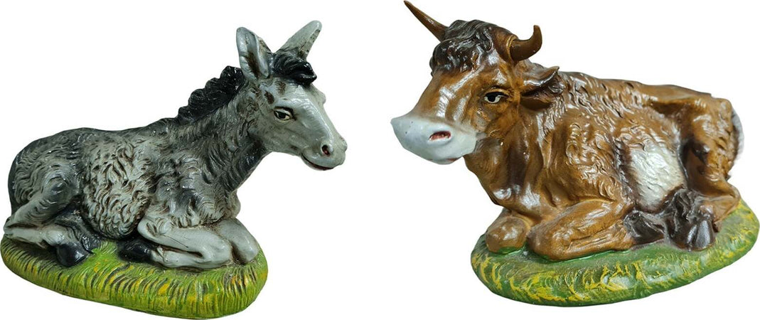 Bue ed Asinello statuette in cartapesta per presepe da h 12 x 30 cm Casa e cucina/Decorazioni per interni/Addobbi e decorazioni per ricorrenze/Decorazioni natalizie/Presepi/Statuine e fondali per il presepe MagiediNatale.it - Altamura, Commerciovirtuoso.it