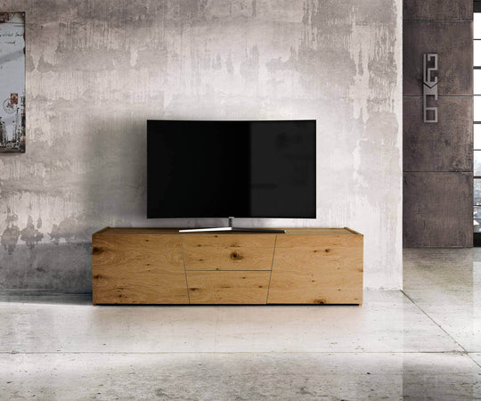 BURTON---mobile-porta-tv-moderno-in-rovere-spazzolato-165x45x45-Marrone-Milani-Home