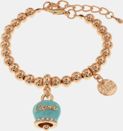 BySimon------Bracciale-in-Metallo-con-campanella-portafortuna-turchese-con-scritta-Capri