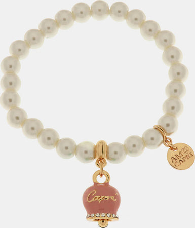 BySimon----Bracciale-in-Metallo-Bracciale-in-Metallo-con-perle-e-campanella-portafortuna-in-smalto-rosa-con-scritta-Capri