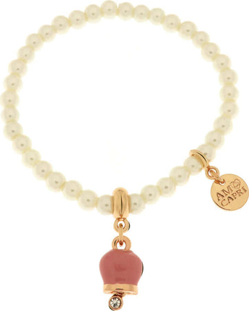BYSIMON---Bracciale-in-Metallo-Bracciale-in-Metallo-con-perle-e-campanella-portafortuna-in-smalto-rosa