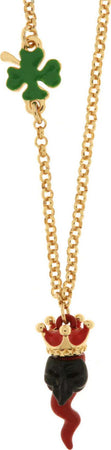 BYSIMON---Collana-in-Metallo-con-corno-pendente-impreziosito-da-corona-e-quadrifoglio