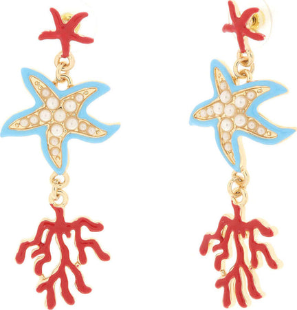 BYSIMON---Orecchini-in-Metallo-con-stelle-marine-e-coralli