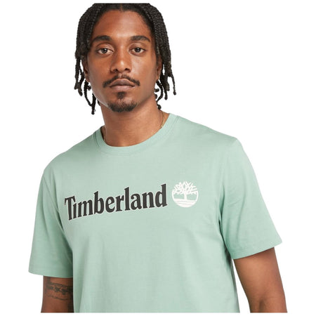 Timberland t-shirt verde acqua logo lineare TB0A5UPQEW0 T-shirt Timberland