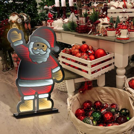Babbo Natale con base in alluminio Rosso e Bianco che saluta