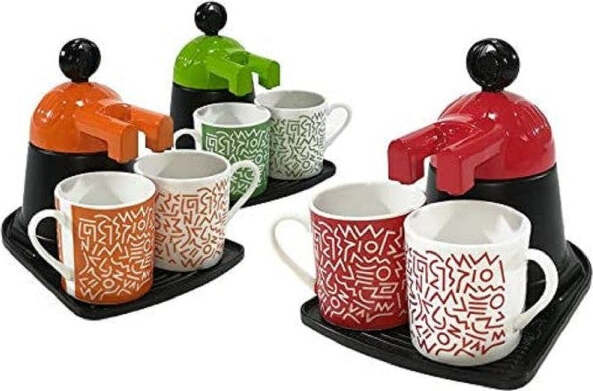 Caffettiera-Mini-Express-Con-2-Tazze-In-Ceramica-Caffe'-Colori-Assortiti
