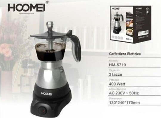 Caffettiera-Moka-Elettrica-400-Watt-Per-3-Tazze-Macchina-Per-Caffe-Macinato