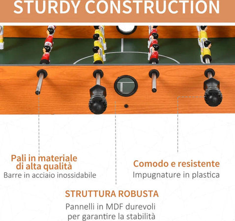 Calcio-Balilla-in-Legno-con-22-Giocatori-in-Formazione-3:4:3,-2-Palline-e-2-Segnapunti-Inclusi-84.5x40x61.2cm-RP3A70-052RP3