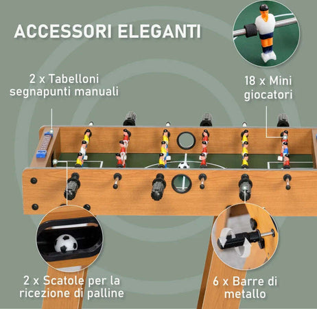 Calcio-Balilla-Pieghevole-in-Legno-con-6-Aste,-18-Giocatori-e-Segnapunti,-69x37x70cm-TP5A70-059TP5