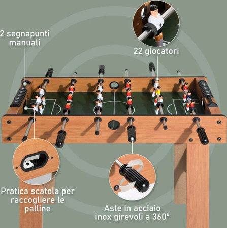 Calcio-Balilla-Professionale-per-Bambini-e-Adulti-con-Aste-in-Legno-MDF-92x46x78cm-TP4A70-022TP4