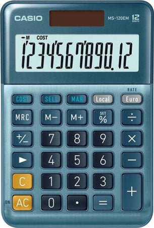 Calcolatrice da tavolo MS-120EM - 12 cifre - blu - Casio Cancelleria e prodotti per ufficio/Elettronica per ufficio/Calcolatrici/Finanziarie Eurocartuccia - Pavullo, Commerciovirtuoso.it