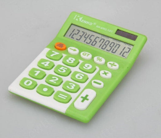 Calcolatrice-Elettronica-Digitale-Kk-6502-12-12-Cifre-Memoria-Display-Solare
