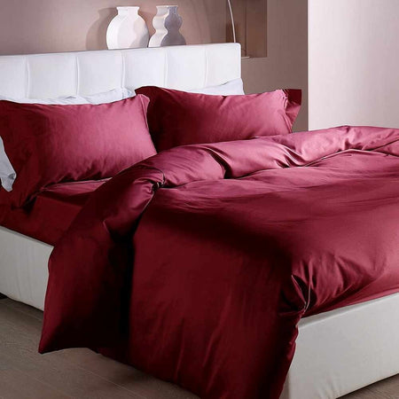 CALEFFI-COMPLETO-COPRIPIUMINO-RASO-DI-COTONE--LETTO-MATRIMONIALE-TINTA-UNITA-VARI-COLORI