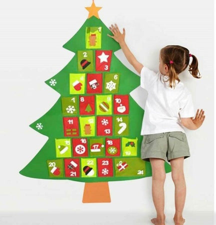 Calendario-Avvento-Albero-Natale-Gigante-110cm-Con-Tasche-Decorazioni-Natalizie