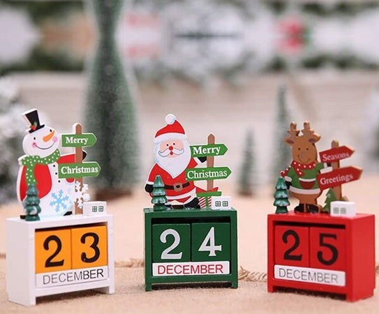 Calendario-Dell'avvento-Babbo-Natale-In-Legno-Datario-Data-Decorazioni-Natalizie
