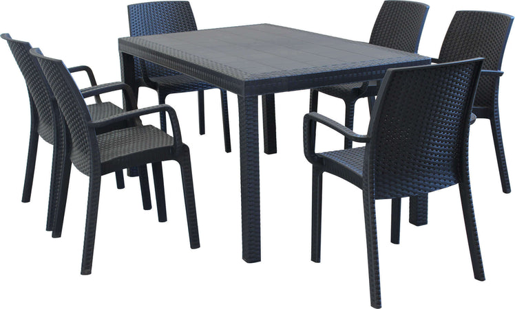 CALIGOLA---set-tavolo-fisso-in-wicker-cm-150x90-compreso-di-6-sedute-Antracite-Milani-Home