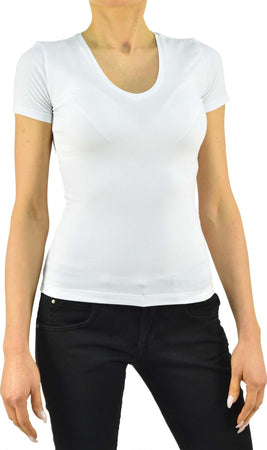 calvin-klein-Calvin-Klein-Collection-T-shirt-Bianca-Donna-Cotone-Stampa-Scollo-a-V-da-donna