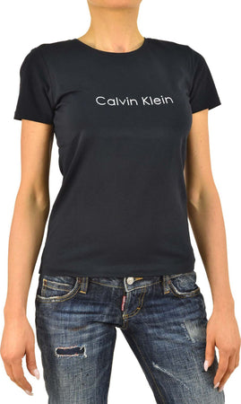 calvin-klein-Calvin-Klein-Collection-T-shirt-Blu-Donna-Cotone-Stampa-Girocollo-da-donna