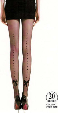 Calze-20-Den-Nero-Con-Riga-Posteriore-Fiocco-Collant-Taglia-Unica-Lingerie-Sexy