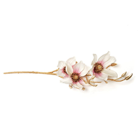 Ramo dorato con camelia per decorazione ambienti h 93 cm