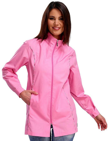 Camice Casacca Laurel Donna Lavoro Magazzino Pulizie Siggi Grembiule Manica Lunga Chiusura Zip Due Tasche Workwear Rosa 28 Cs0858