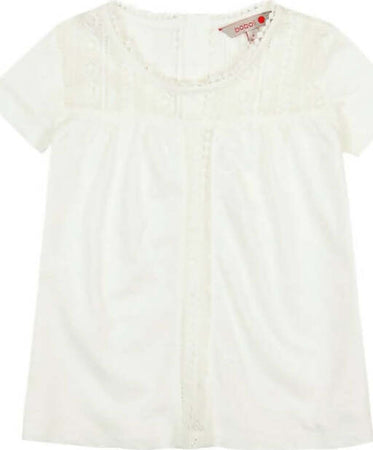 Camicetta Bimba Estiva Mezze Maniche Maglia con Pizzo Bianca Bambina Girocollo Elegante Maglietta Estiva Ricamata t-shirt bambina/ragazza Piccole Canaglie - Tropea, Commerciovirtuoso.it