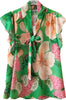 Camicia Donna Senza Maniche Top Donna Fiori Estivo Made in Italy Camicetta Volant Fantasia Colorata ART. 217618 maglia donna floreale L'Orchidea - Siderno, Commerciovirtuoso.it