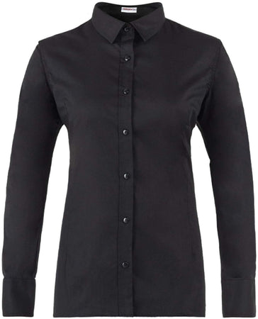 Camicia Lela Nero Camicia Donna Elasticizzata Manica Lunga