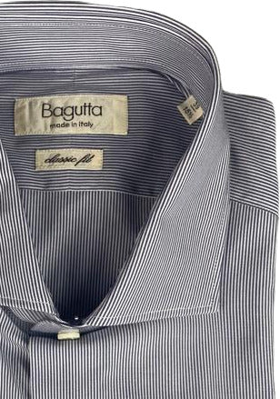 Camicia uomo Bagutta - Fantasia mille righe - Colore bianco/grigio