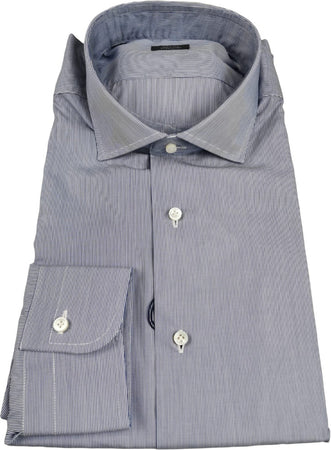 Camicia uomo Barba - Fantasia millerighe - Collo francese - Colore bianco/denim