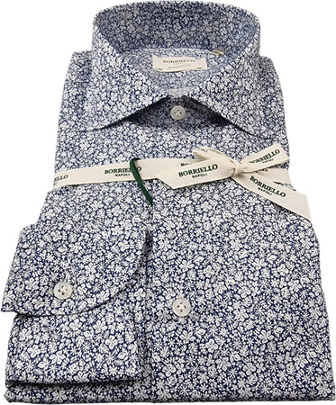 Camicia uomo Borriello - Fiori - Blu/bianco