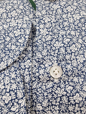 Camicia uomo Borriello - Fiori - Blu/bianco