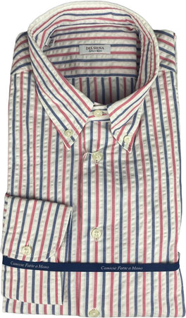 Camicia uomo Del Siena - Fantasia righe - Colore Bianco/blu/rosa