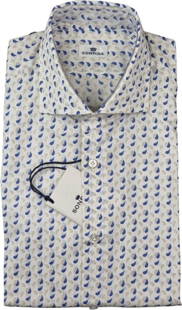 Camicia uomo Sonrisa - Fantasia - Collo francese - Bianco