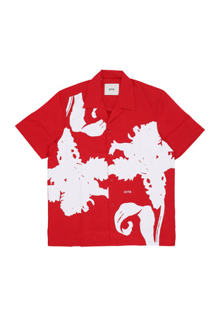 ARTE Camicia Manica Corta Uomo Big Flower Shirt Red/white da uomo