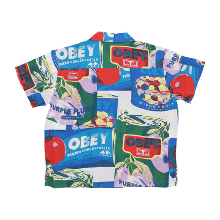 OBEY Camicia Manica Corta Uomo Fruit Cans Woven Black Multi da uomo