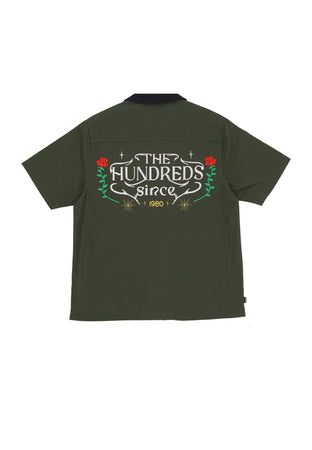 THE HUNDREDS Camicia Manica Corta Uomo Giles Woven Military Green da uomo