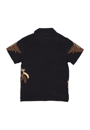 DOLLY NOIRE Camicia Manica Corta Uomo Harmony Batik Bowling Shirt Black da uomo