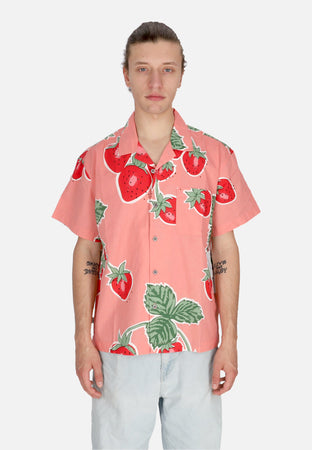 OBEY Camicia Manica Corta Uomo Jumbo Berries Wove Shirt Flamingo Pink Multi da uomo