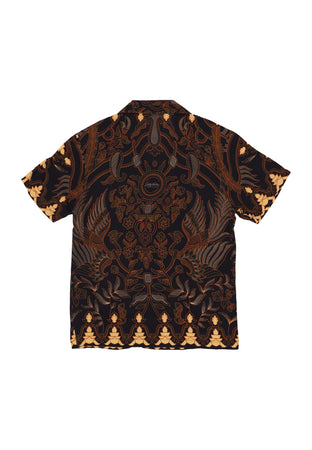 DOLLY NOIRE Camicia Manica Corta Uomo Nomadic Batik Bowling Shirt Brown da uomo