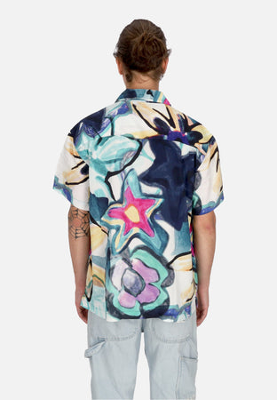 OBEY Camicia Manica Corta Uomo Requiem Woven Shirt Strong Blue Multi da uomo