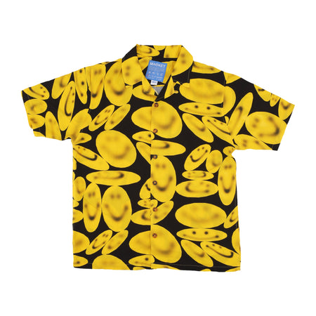 MARKET Camicia Manica Corta Uomo Smiley Afterhours Button Up Shirt Washed Black da uomo