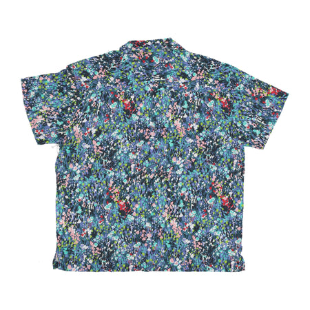 OBEY Camicia Manica Corta Uomo the Garden Woven Shirt Teal Blue Multi da uomo