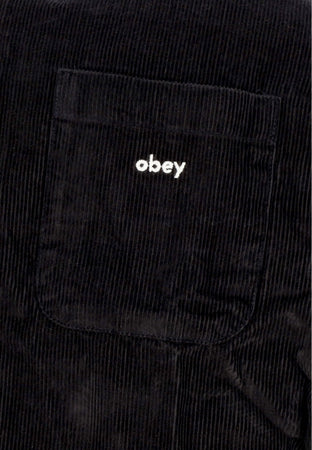 OBEY Camicia Manica Lunga Uomo Bigwig Cord Woven Black da uomo