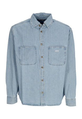 OBEY Camicia Manica Lunga Uomo Bigwig Dean Denim Woven Light Indigo da uomo