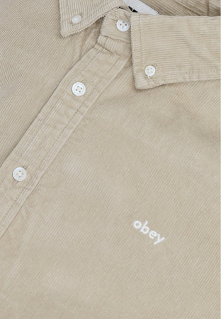 OBEY Camicia Manica Lunga Uomo Grafton Cord Woven Abbey Stone da uomo