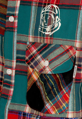 BILLIONAIRE BOYS CLUB Camicia Manica Lunga Uomo Patchwork Check Shirt Multi Check da uomo