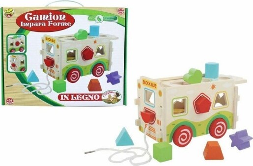 Camion-Impara-Forme-Colorate-In-Legno-Giocattolo-Gioco-Per-Bambini-+24-Mesi