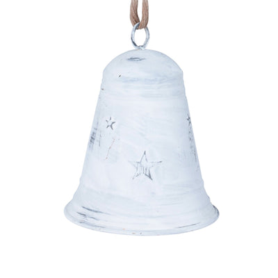 Pendente campana in metallo colore bianco per decorazioni natalizie